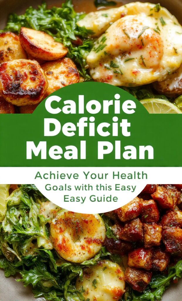 Healthy person enjoying a balanced meal plate with vegetables, lean proteins, and whole grains, symbolizing a calorie deficit meal plan.