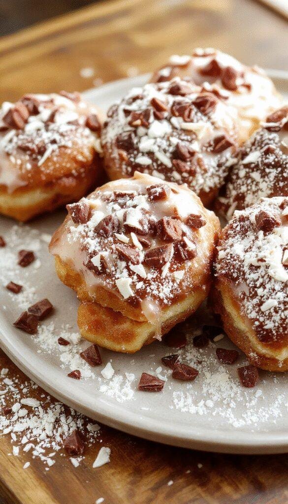 Golden baked churros coated with cinnamon sugar, arranged on a rustic plate with a side of chocolate dipping sauce.