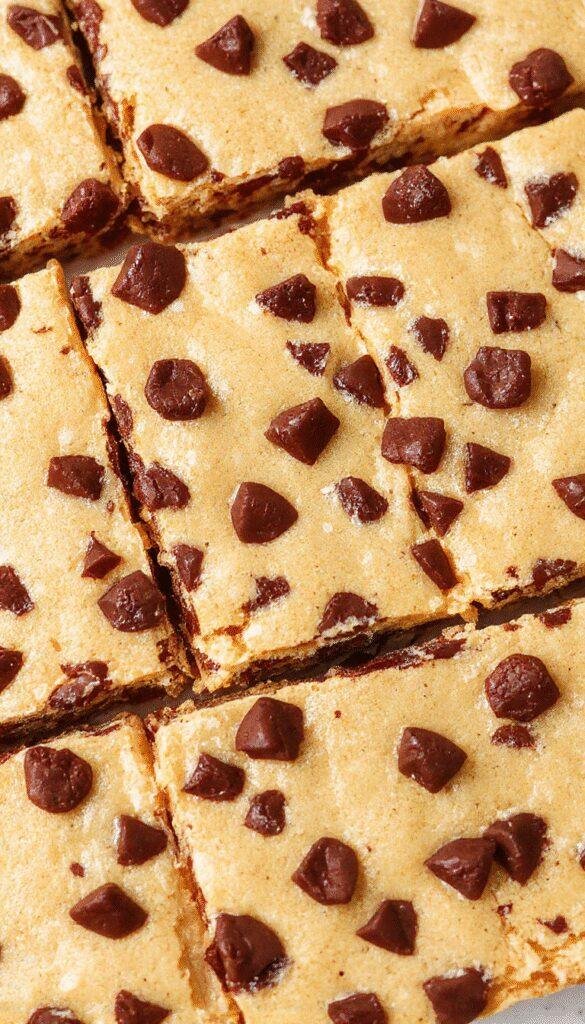 A close-up of creamy, chocolate-dipped vegan cookie dough bars on a rustic wooden plate, garnished with sprinkles and fresh berries.