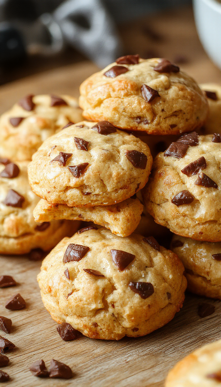 A close-up of Morning Power Bites arranged on a rustic plate, showcasing golden-brown protein biscuits with visible nuts and seeds.