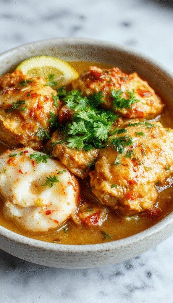 A plate of velvety butter chicken garnished with fresh cilantro, served alongside fluffy basmati rice and warm naan bread.