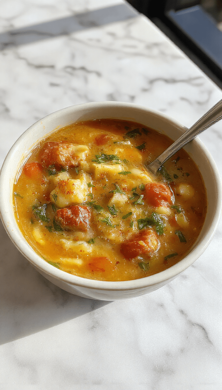 A vibrant bowl of vegetable soup with colorful fresh vegetables like carrots, celery, zucchini, and tomatoes in a clear broth, garnished with parsley, placed on a rustic wooden table, styled with a spoon on the side and a sprig of herbs for a fresh look.