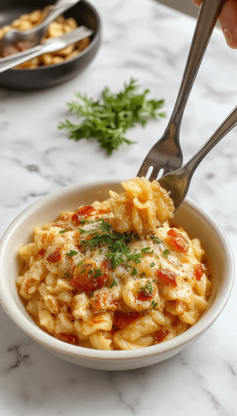 A vibrant plate of cooked orzo pasta garnished with fresh herbs and cherry tomatoes, served in a white bowl on a rustic wooden table with a background of vegetables and olive oil, highlighting the creamy texture and colorful ingredients.