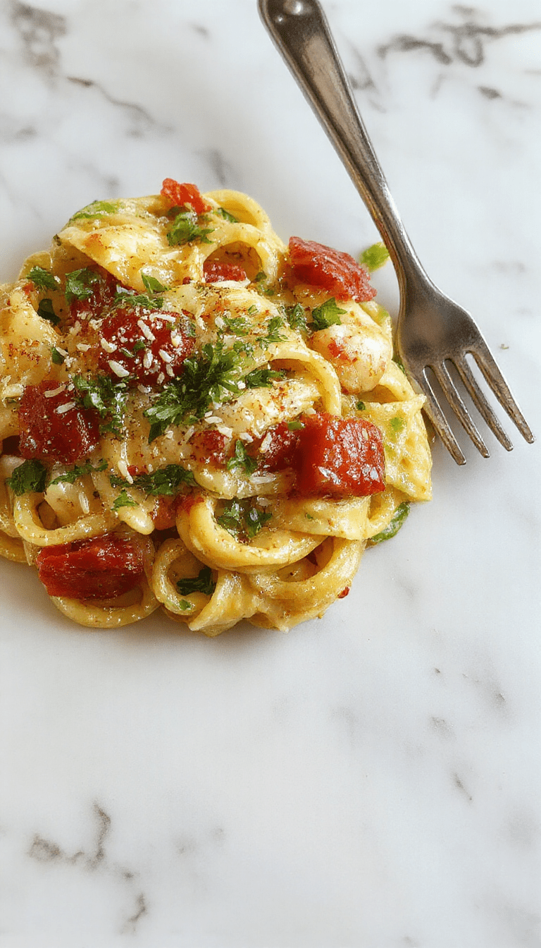 A vibrant plate of Pasta Primavera featuring colorful bell peppers, cherry tomatoes, zucchini, and fresh herbs on al dente pasta, topped with grated cheese, styled elegantly on a white plate with a rustic wooden background and fresh ingredients scattered around.