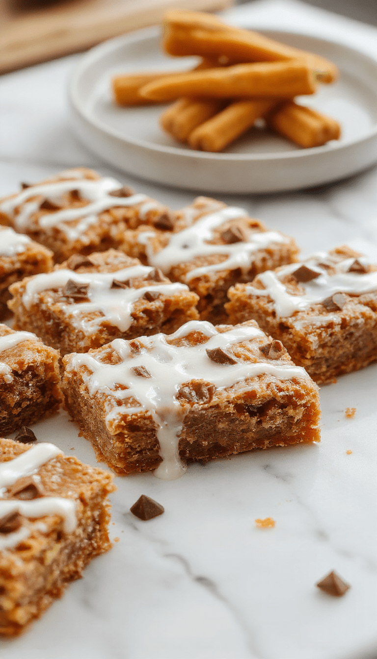Colorful carrot cake bars arranged on a rustic wooden platter, showcasing their moist texture and vibrant orange hue, topped with cream cheese frosting and sprinkles, styled with fresh grated carrots and edible flowers for a tempting dessert display.