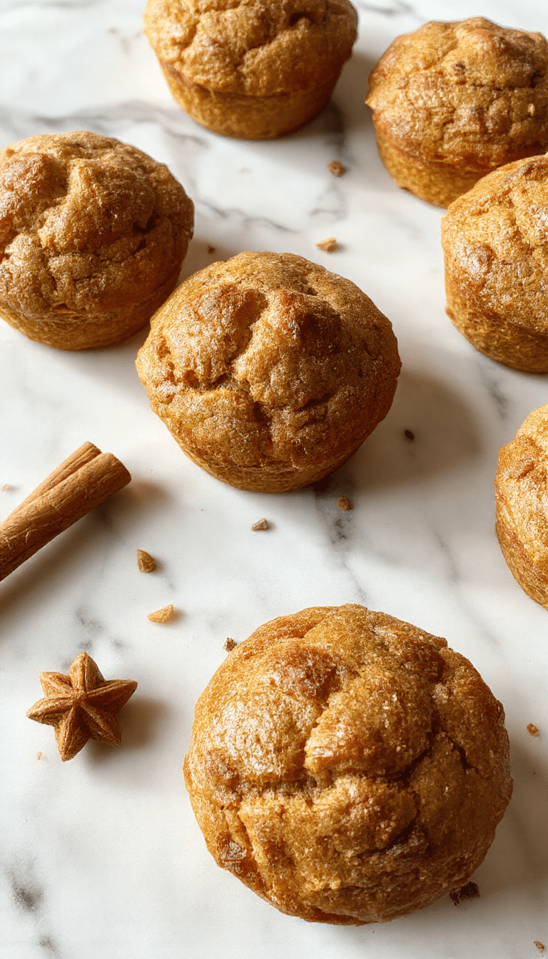 A close-up of golden-brown apple cinnamon muffins arranged on a rustic wooden platter, topped with a sprinkle of cinnamon and crispy edges, with fresh apple slices and a cinnamon stick as garnishes, styled with a cozy kitchen background and natural lighting