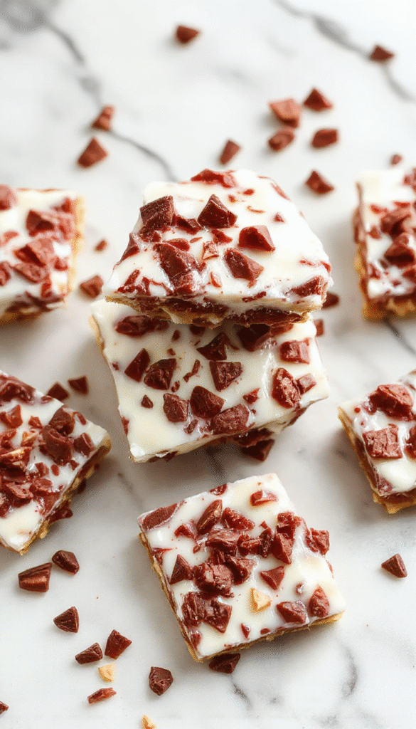 Colorful protein yogurt bark shown close-up with vibrant toppings like berries, nuts, and seeds on a white plate, with a textured wooden background, highlighting the creamy texture and fresh ingredients.