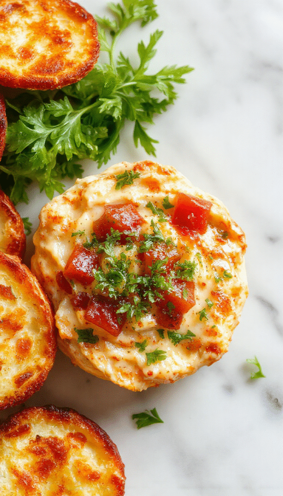 A vibrant bowl of bruschetta dip featuring a chunky tomato and basil mixture with a drizzle of olive oil, served on a rustic wooden platter with toasted baguette slices, fresh parsley garnishing, and colorful cherry tomatoes in the background, showcasing a fresh, appetizing, and textured appetizer.