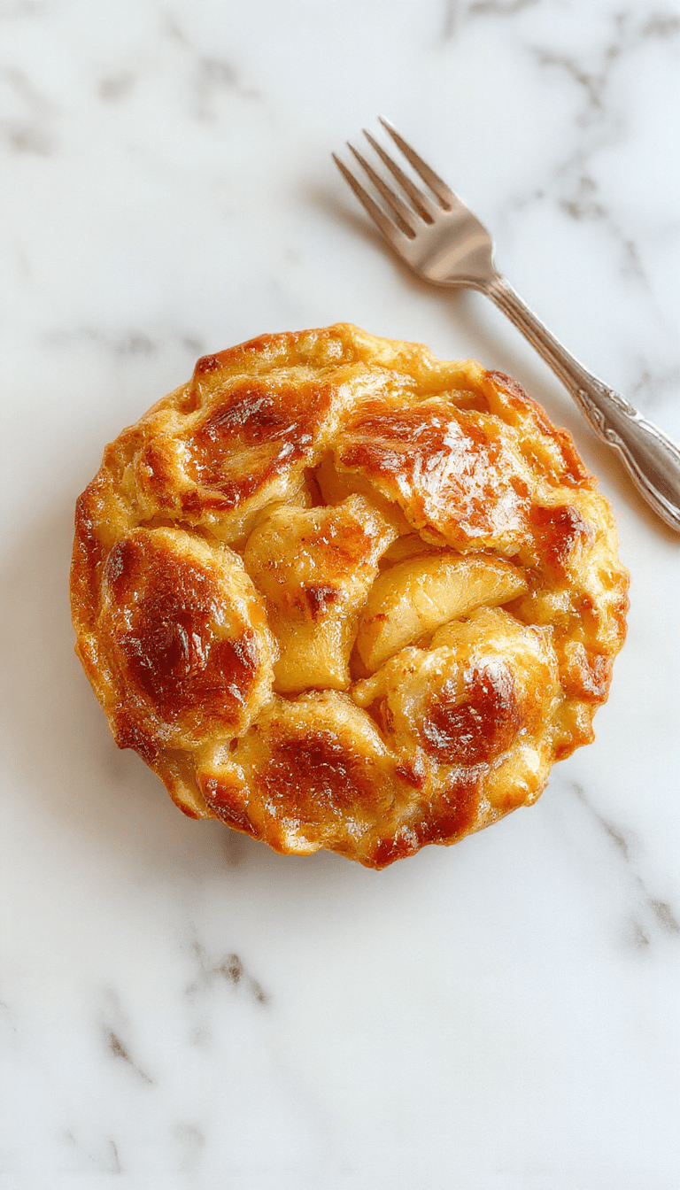 A beautifully plated slice of apple pie with a golden, flaky crust and tender apple filling, topped with a dusting of powdered sugar and a sprig of fresh mint, on a rustic wooden table with warm lighting.