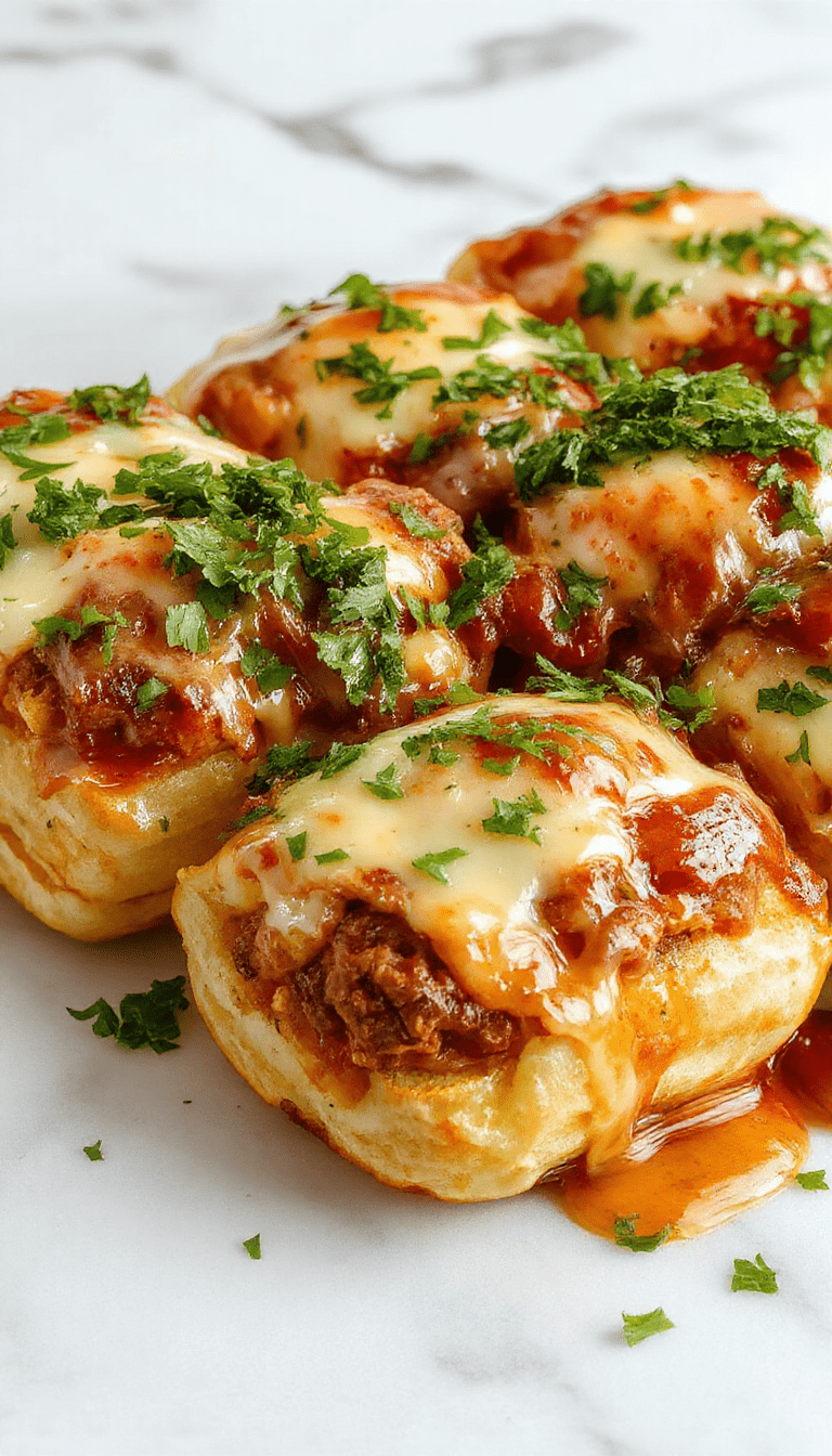 Colorful image of golden-brown keto Philly cheesesteak rolls arranged on a white plate, filled with melted cheese, thin slices of beef, and sautéed peppers and onions, garnished with fresh herbs. The rolls have crispy edges and a soft interior, styled simply on a rustic wooden table with a blurred background