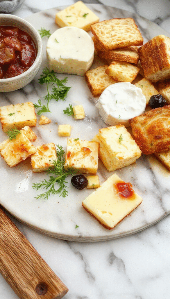 Vibrant colorful cheese board arranged with an assortment of cheeses, fresh fruits like grapes and berries, crunchy crackers, and playful kid-friendly snacks, styled with summer-themed decorations, on a rustic wooden surface with natural lighting highlighting textures and colors.